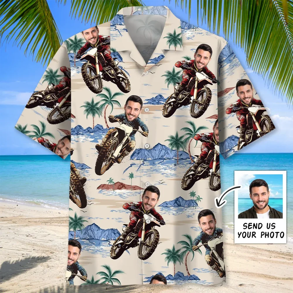 Funny Dirt Bike Beach Custom Photo Hawaiian Shirt BGR2764739 - Boogor