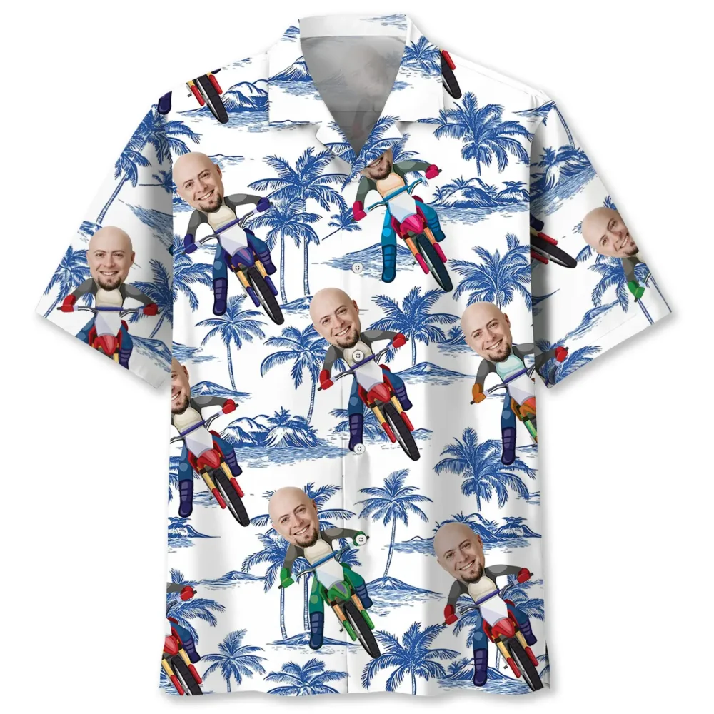 Funny Dirt Bike Man Custom Photo Face Hawaiian Shirt BGR2764736 - Boogor