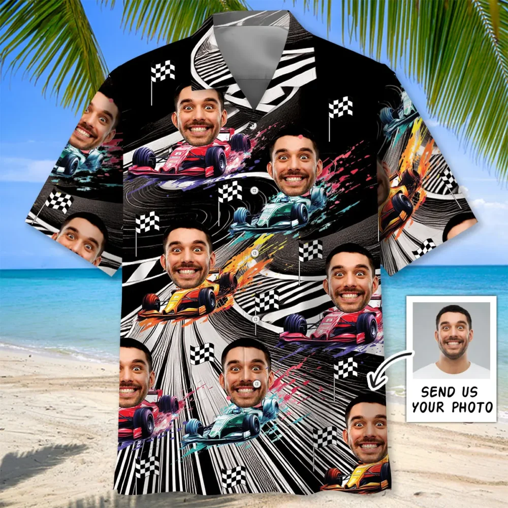 Funny F1 Racing Car Race Track Custom Photo Hawaiian Shirt BGR2764852 - Boogor