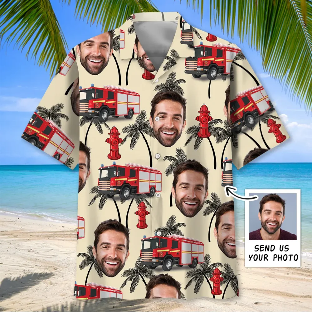 Funny Firefighter Custom Photo Hawaiian Shirt BGR2764729 - Boogor
