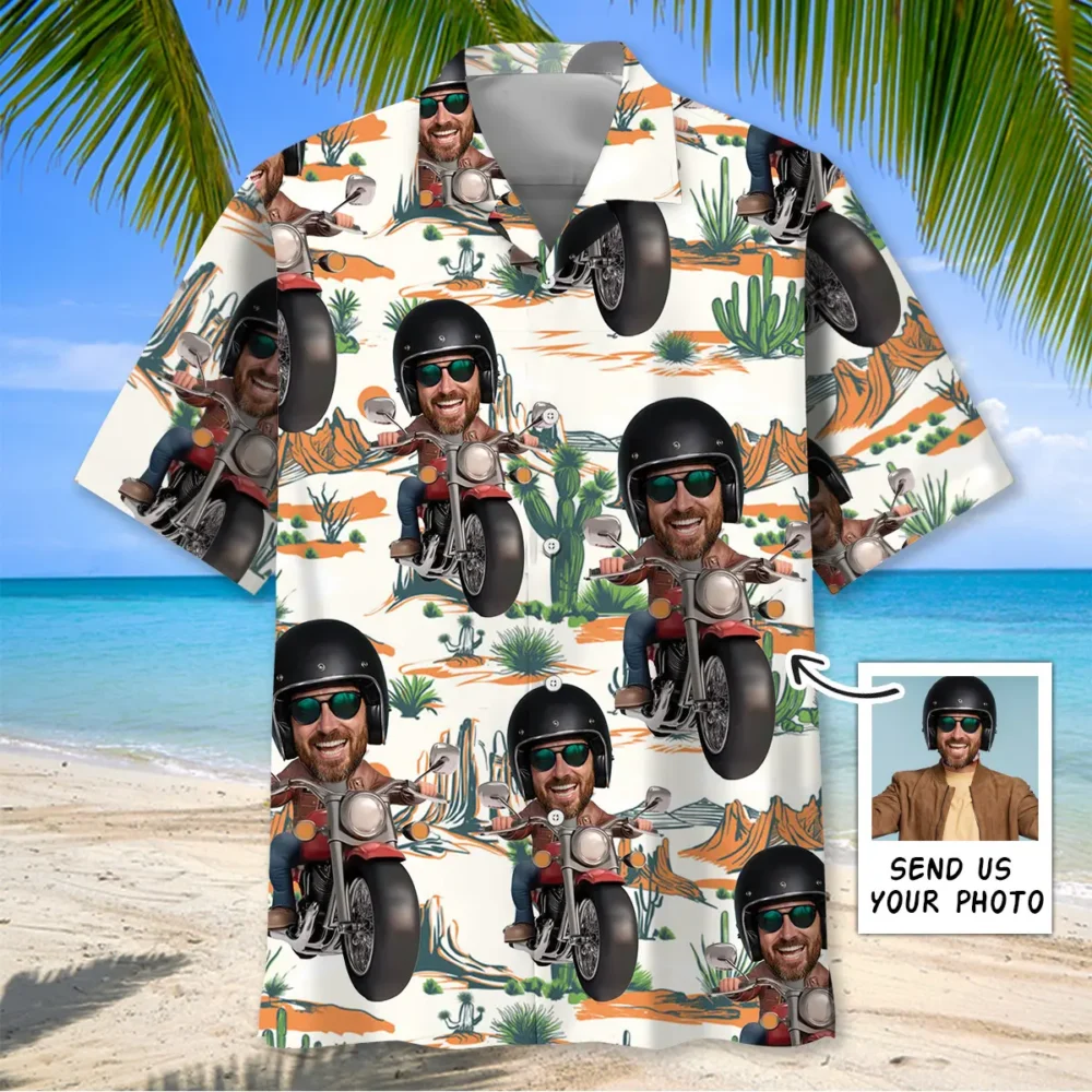 Funny Motorcycle Custom Photo Face Hawaiian Shirt BGR2764755 - Boogor