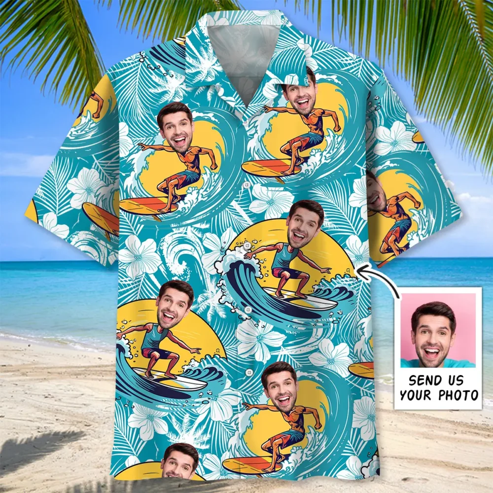 Funny Surfing Custom Photo Hawaiian Shirt BGR2764802 - Boogor