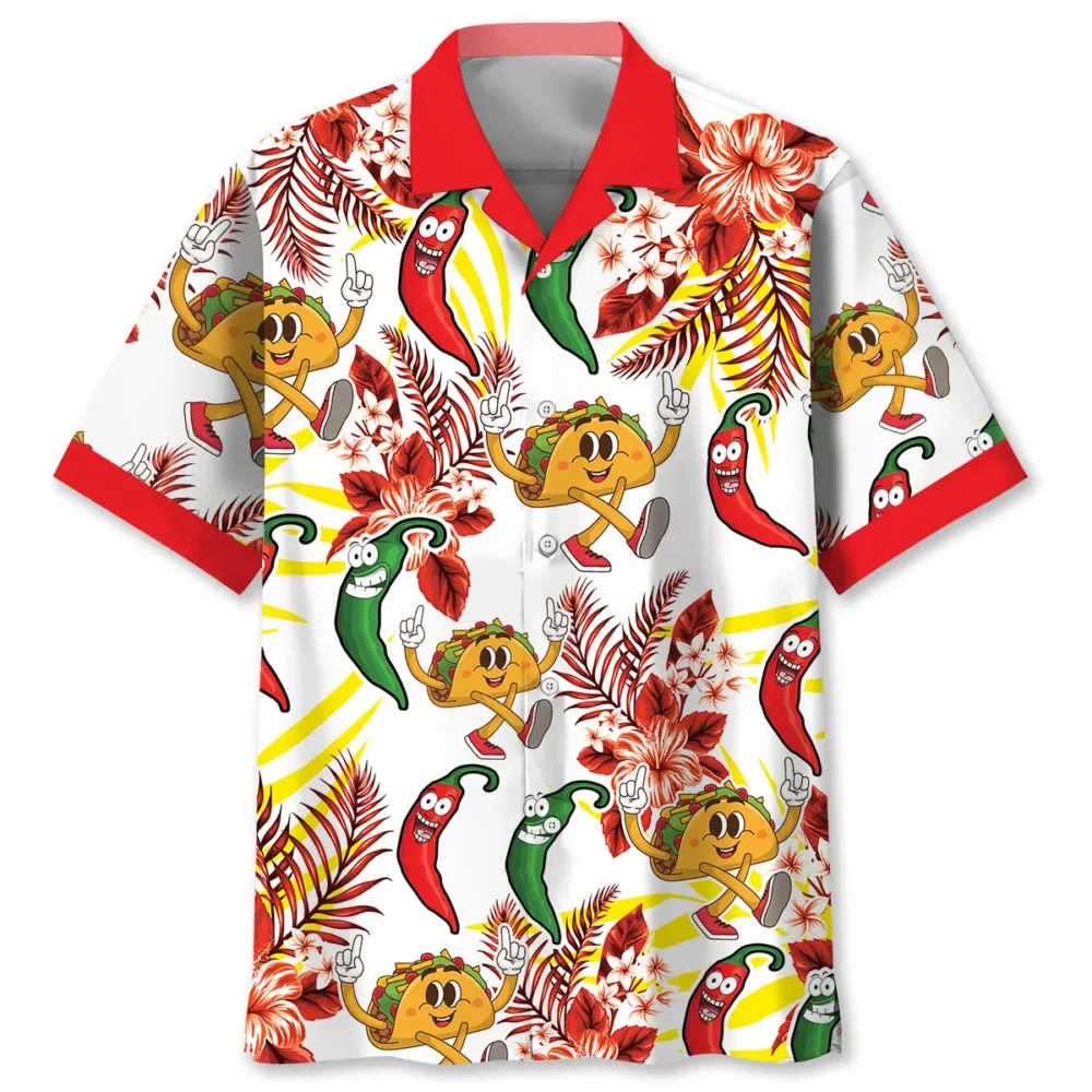 Funny Tacos Dancing Chilies Hawaiian Shirt BGR2764856 - Boogor