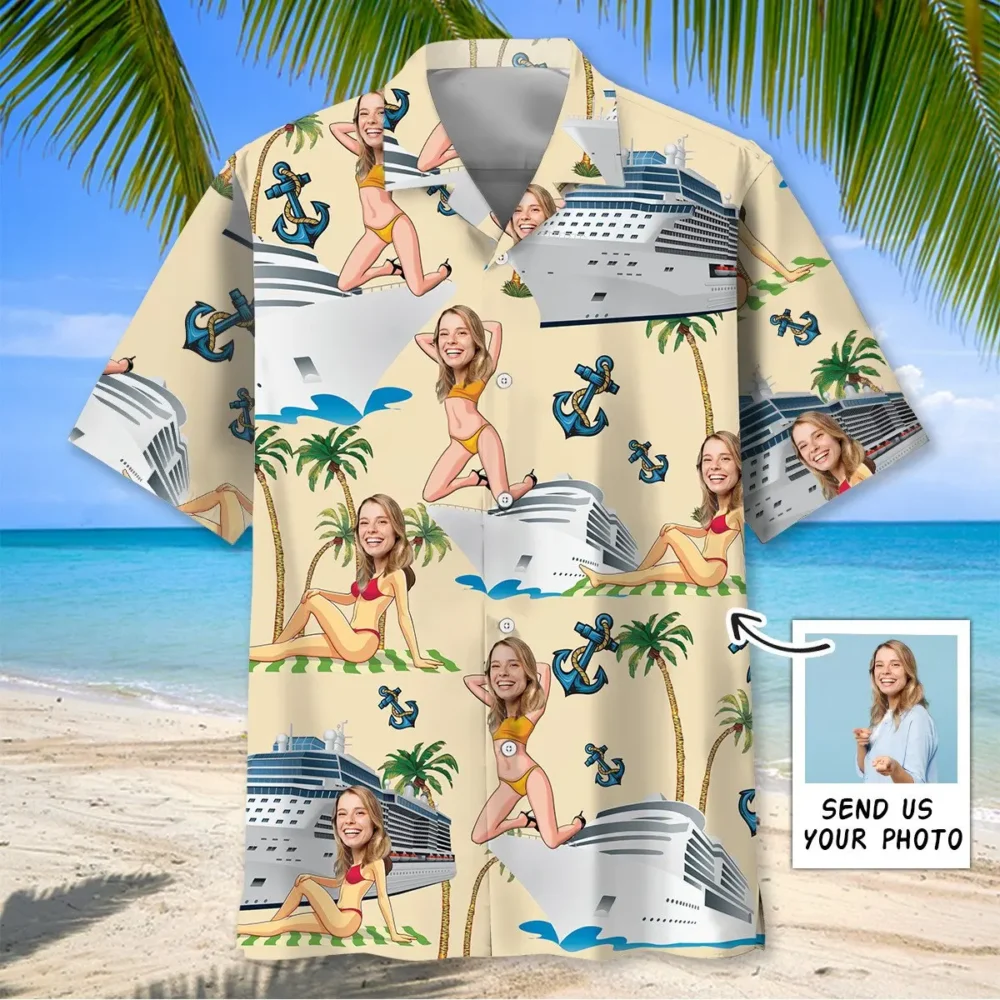 Funny Wife Face Custom Photo Hawaiian Shirt For Husband BGR2764812 - Boogor