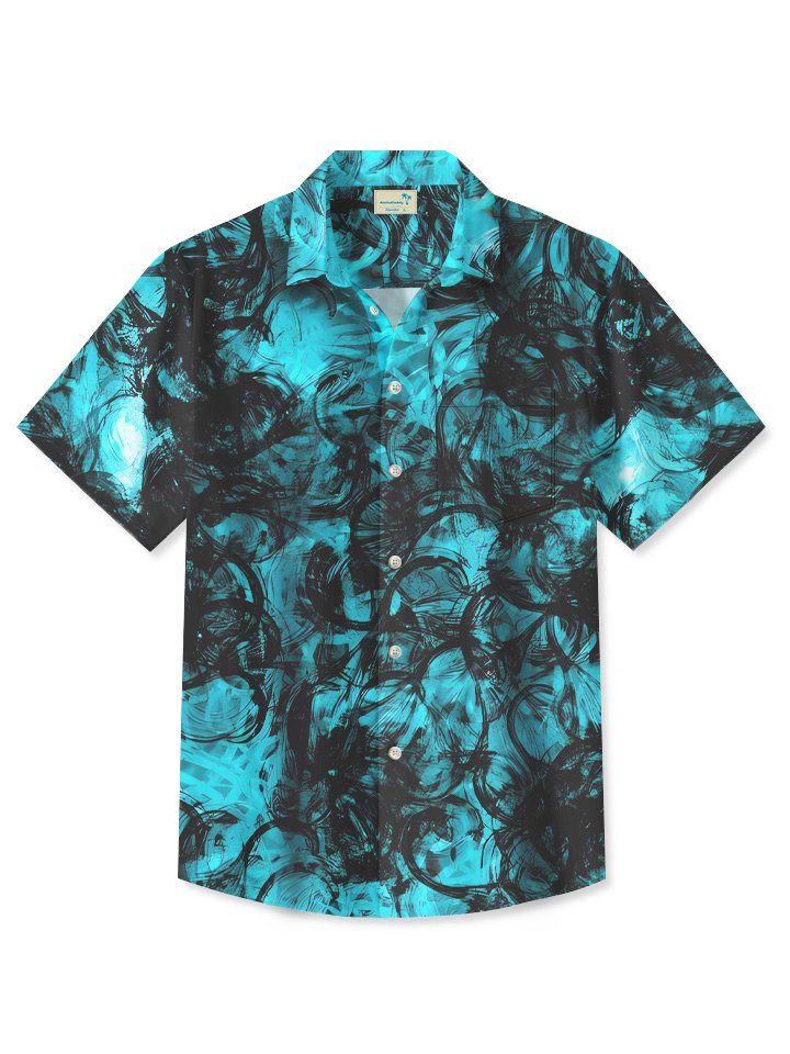 Geometric Dark Blue Summer Casual Vacation Hawaiian Shirt BGR2765314 - Boogor