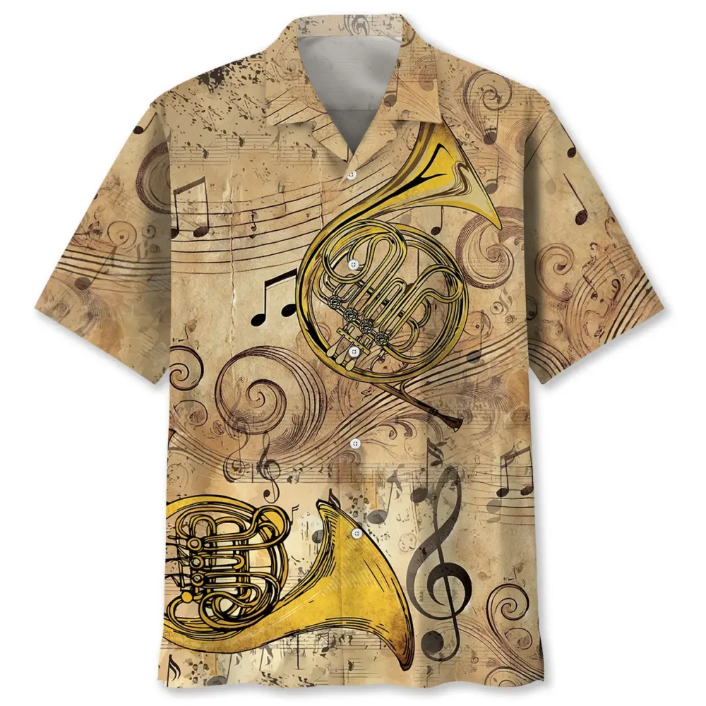 Golden French Horn Hawaiian Shirt BGR2764939 - Boogor