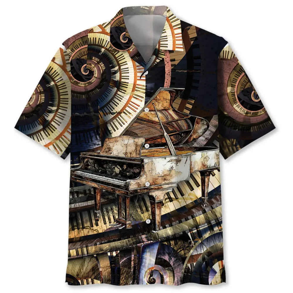 Grand Piano Old Vintage Keyboard Hawaiian Shirt BGR2764841 - Boogor
