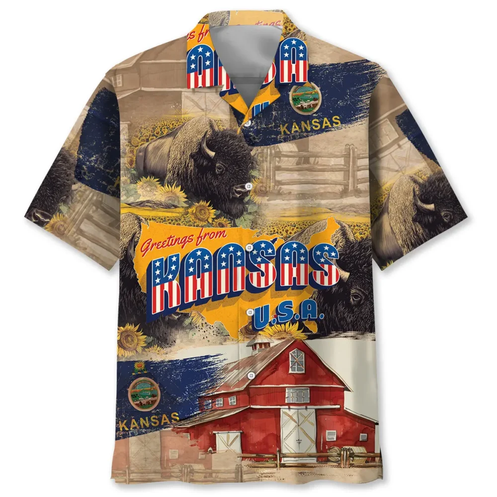 Greeting From Kansas USA Hawaiian Shirt BGR2764917 - Boogor