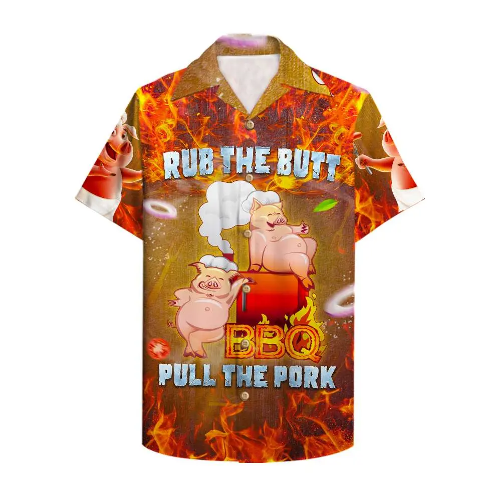 Grilling Rub The Butt Pull The Pork Unisex Hawaiian Shirt Aloha Shirt BGR2765642 - Boogor