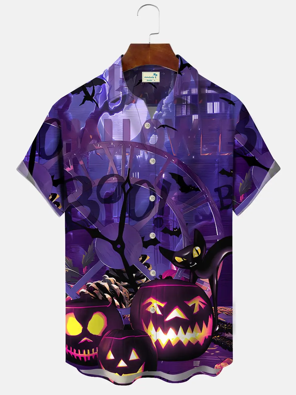 Halloween Pumpkin Mens Button Down Casual Hawaiian Shirt BGR2765090 - Boogor