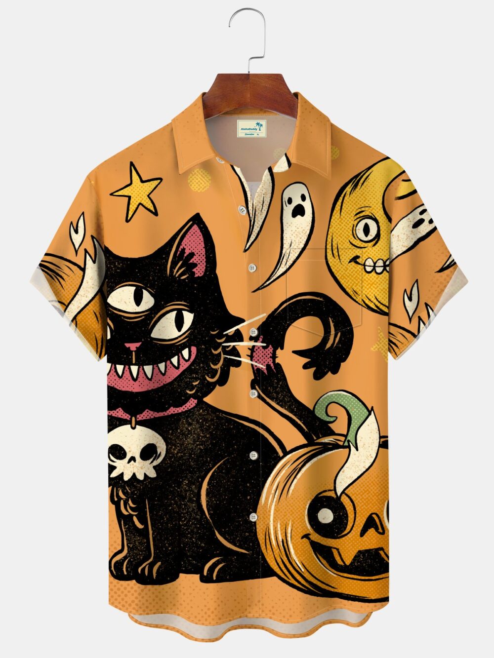 Halloween Vintage Cat Pumpkin Holiday Hawaiian Shirt BGR2765086 - Boogor