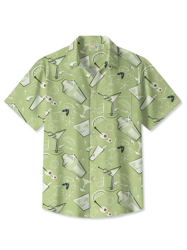 Hawaiian Cocktail Party Vintage Mid-Century Geometric Hawaiian Shirt BGR2765043 - Boogor