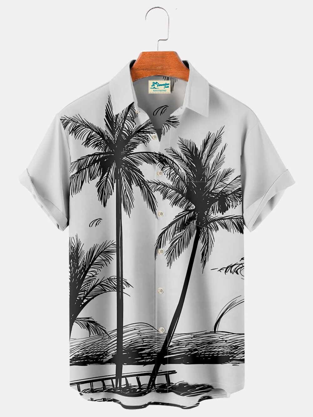 Hawaiian Grey Coconut Tree Print Chest Bag Holiday Shirt Plus Hawaiian Shirt BGR2765081 - Boogor