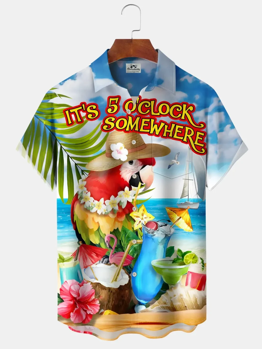Hawaiian Parrot Cocktail Five O'Clock Hawaiian Shirt BGR2765127 - Boogor
