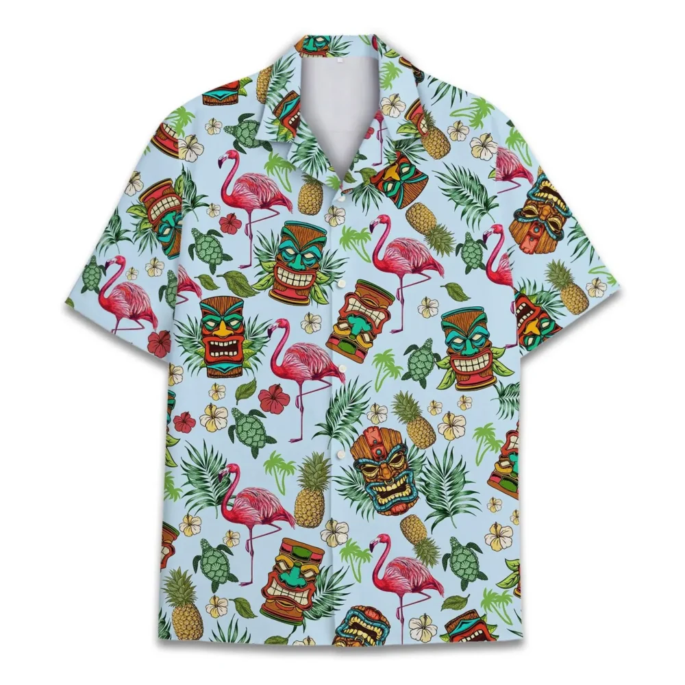 Tropical Tiki Hawaiian Flamingo Unisex Hawaiian Shirt Aloha Shirt BGR2765690 - Boogor