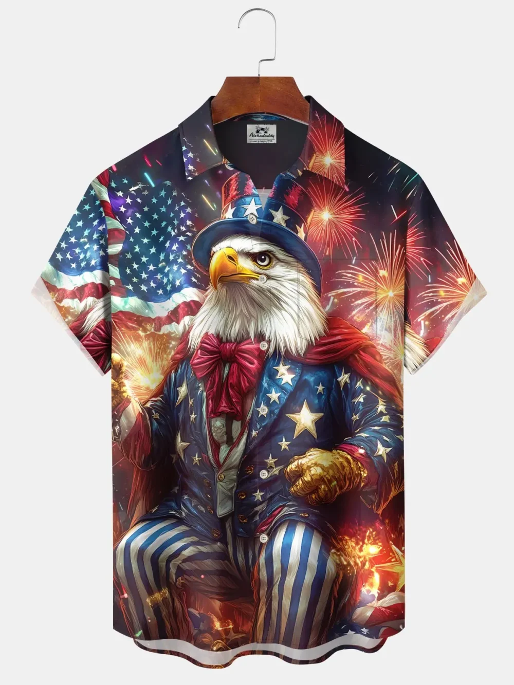 Holiday American Flag Eagle Independence Day Fireworks Hawaiian Shirt BGR2765150 - Boogor