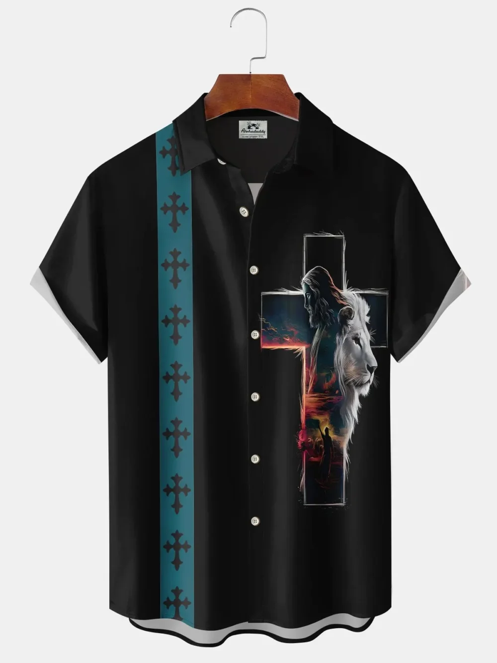 Holiday Collection Easter Cross Lion Jesus Button Cardigan Stretch Large Size Polyester Hawaiian Shirt BGR2765155 - Boogor