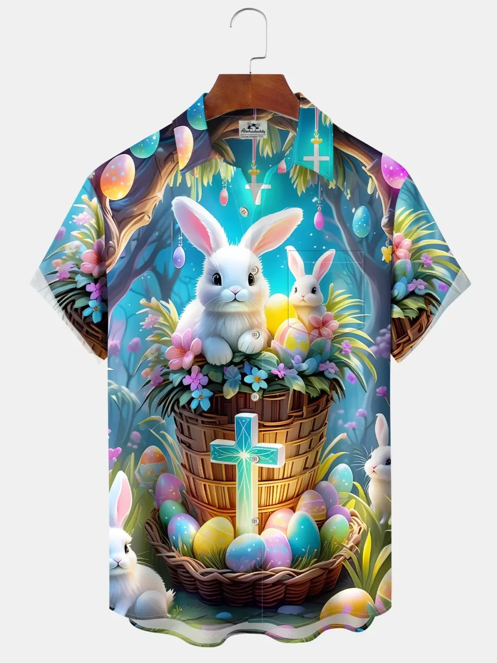 Holiday Vintage Easter Egg Bunny Cross Cartoon Hawaiian Shirt BGR2765131 - Boogor