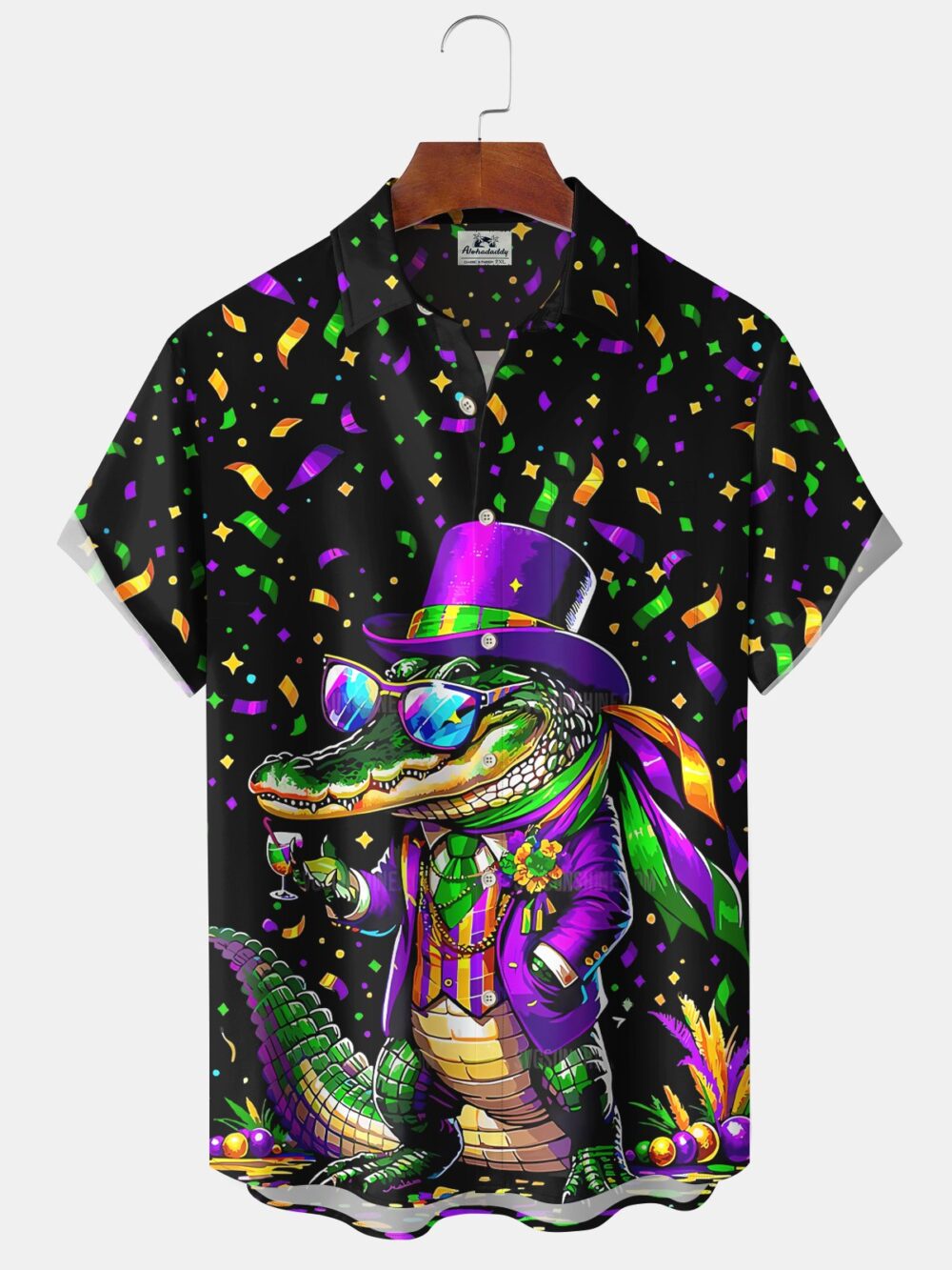 Holiday Vintage Mardi Gras Croc Hawaiian Shirt BGR2765225 - Boogor