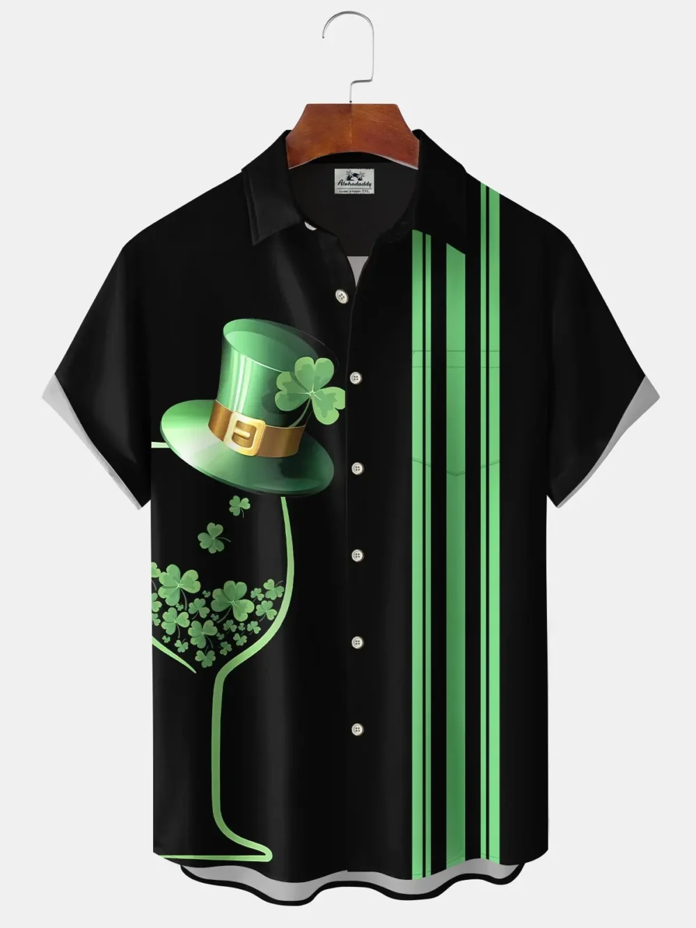 Holiday Vintage St. Patrick's Shamrock Cocktail Glass Bowling Hawaiian Shirt BGR2765110 - Boogor