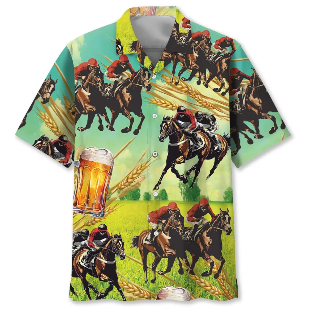 Horse Racing Beer Vintage Hawaiian Shirt BGR2764775 - Boogor