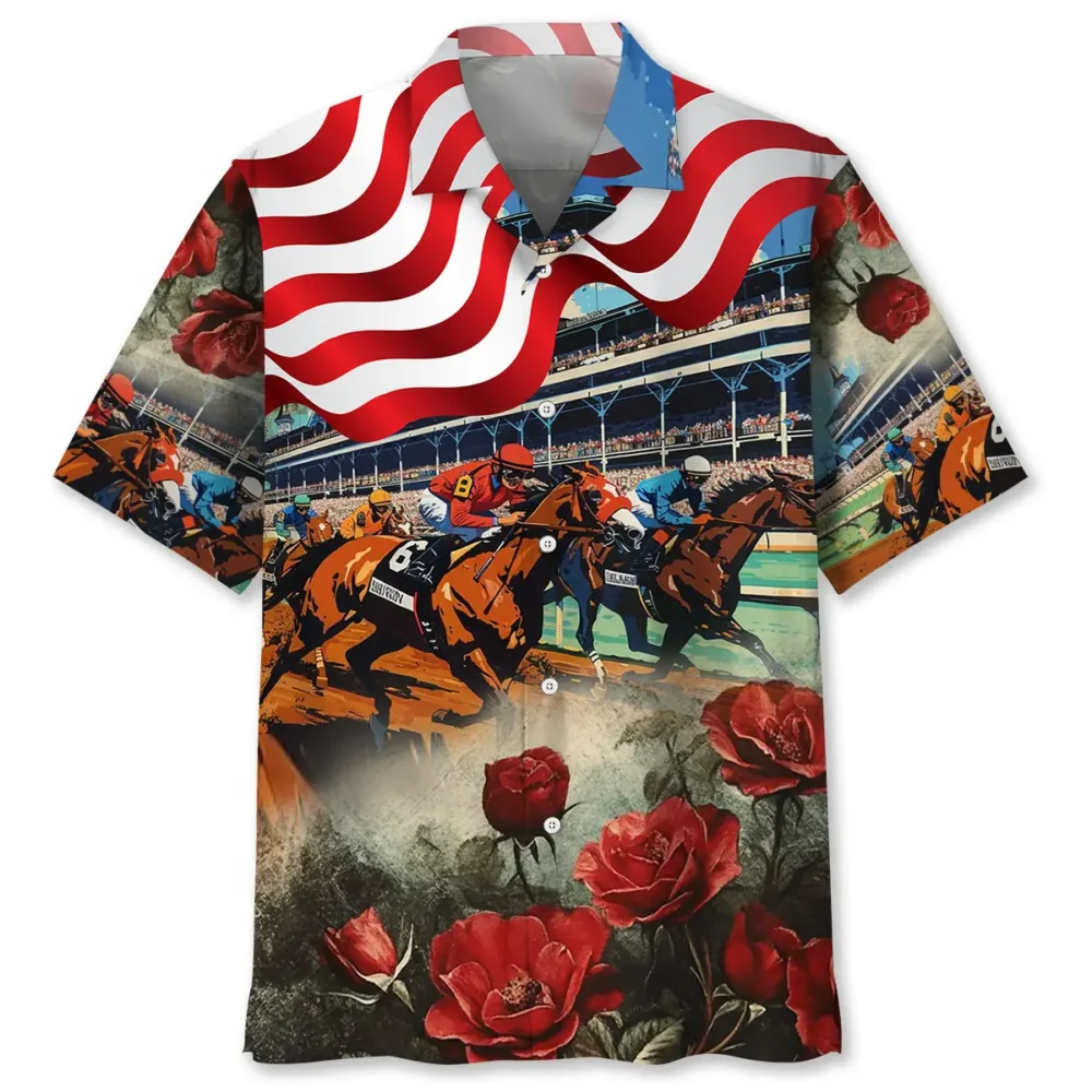 Horse Racing USA Rose Hawaiian Shirt BGR2764854 - Boogor