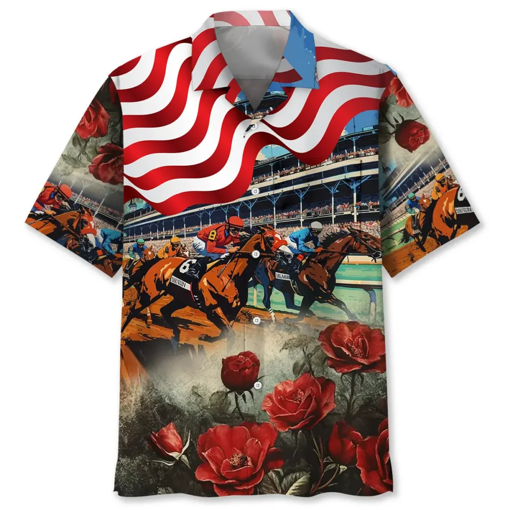Horse Racing USA Rose Hawaiian Shirt Pocket BGR2764977 - Boogor