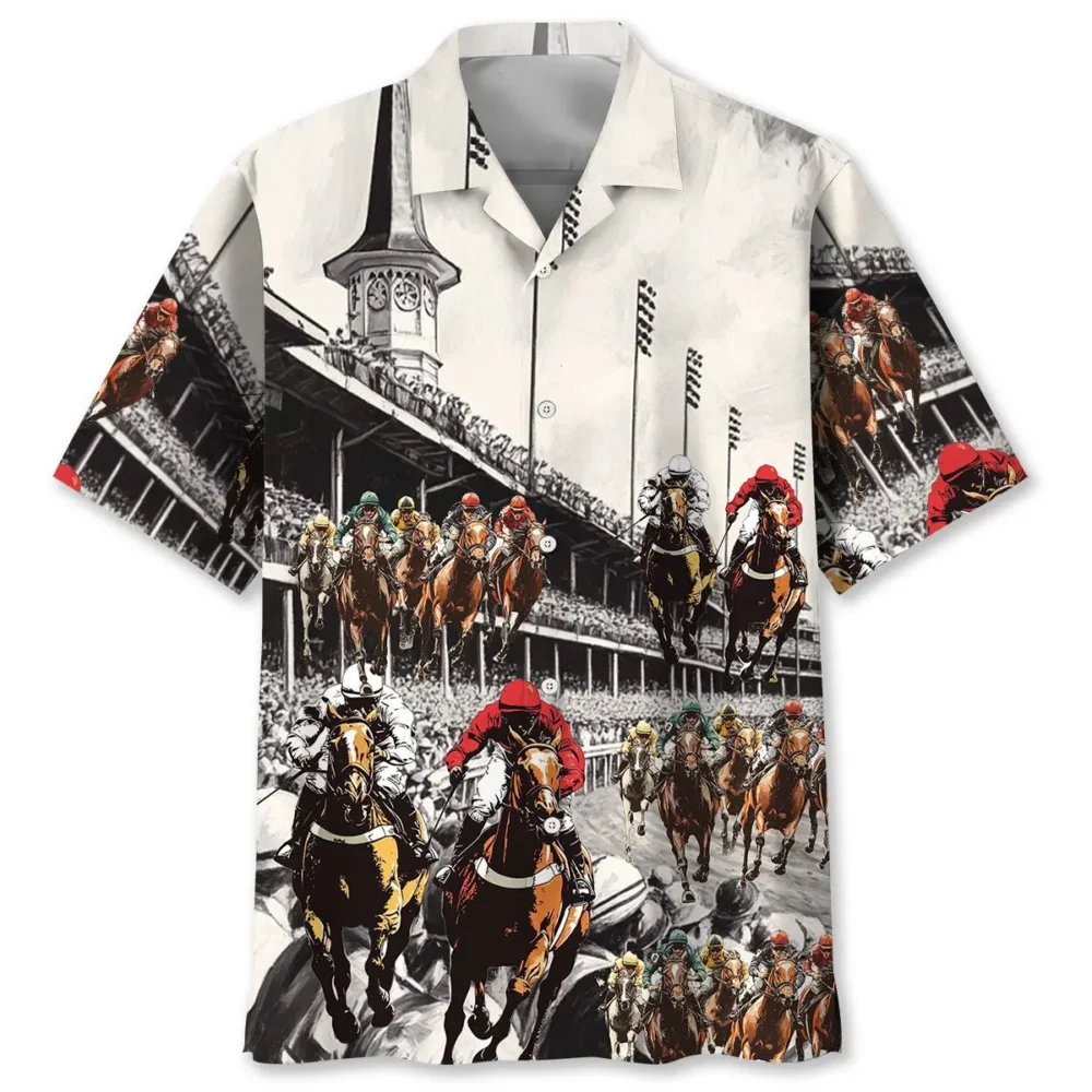 Horse Racing Vintage Racecourse Hawaiian Shirt BGR2764846 - Boogor