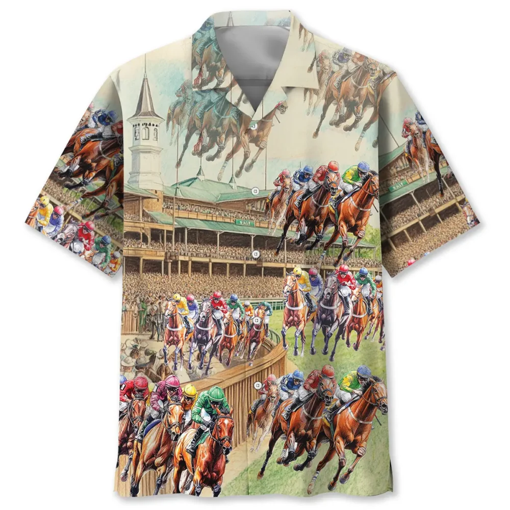 Horse Racing Vintage Stadium Hawaiian Shirt BGR2764836 - Boogor