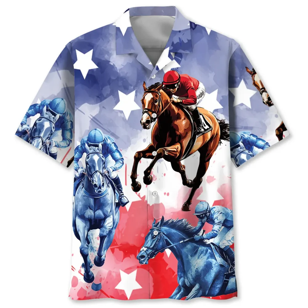 Horse Racing Watercolor Hawaiian Shirt BGR2764839 - Boogor