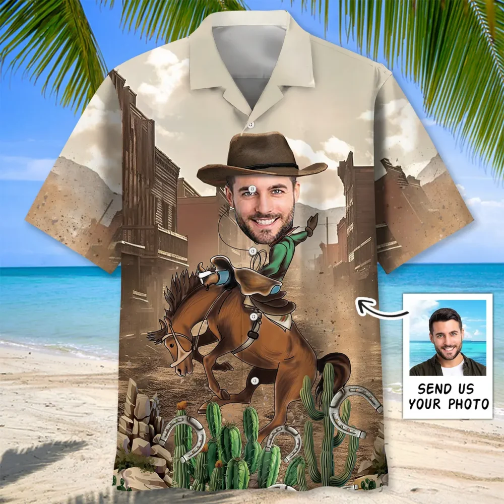 Horse Rodeo Western Custom Photo Hawaiian Shirt BGR2764754 - Boogor