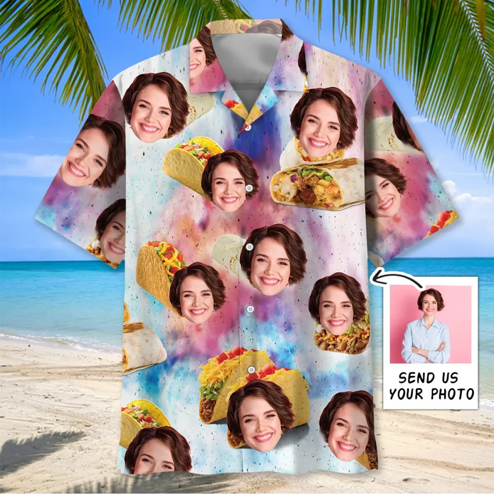 I Love My Wife And Taco Custom Photo Hawaiian Shirt BGR2764859 - Boogor
