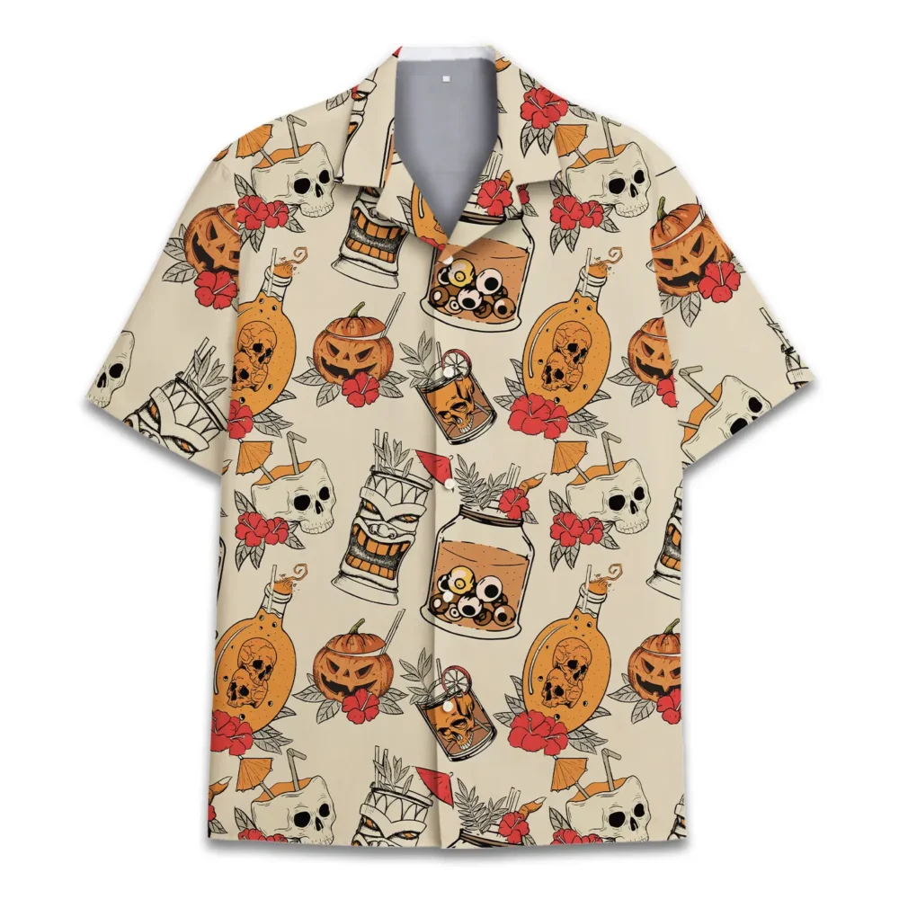 Halloween Skull Unisex Hawaiian Shirt Aloha Shirt BGR2765705 - Boogor
