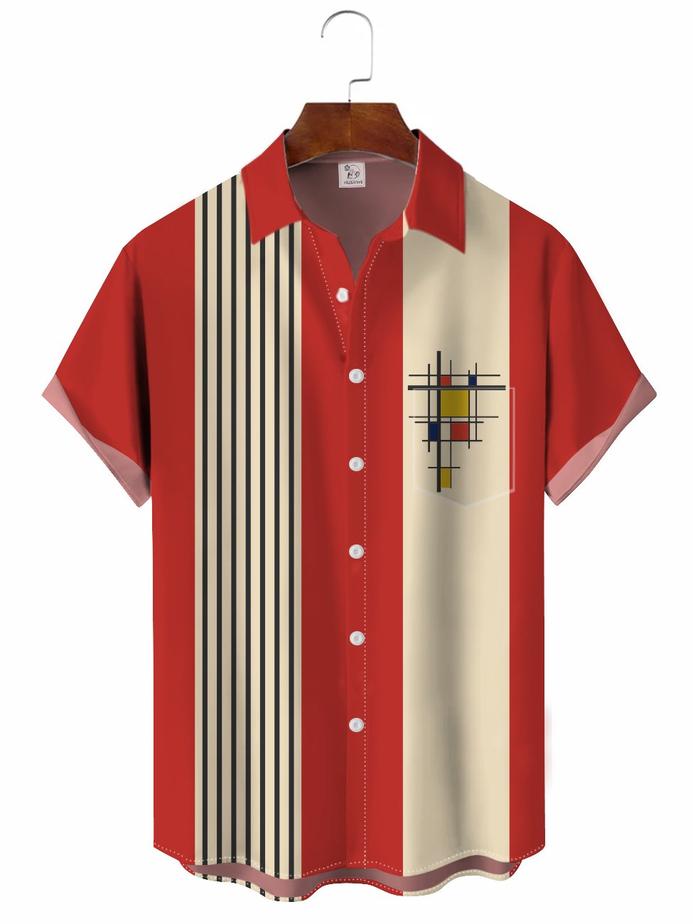 Men's 50s Retro Geometric Casual Bowling Hawaiian Shirt BGR2765310 - Boogor