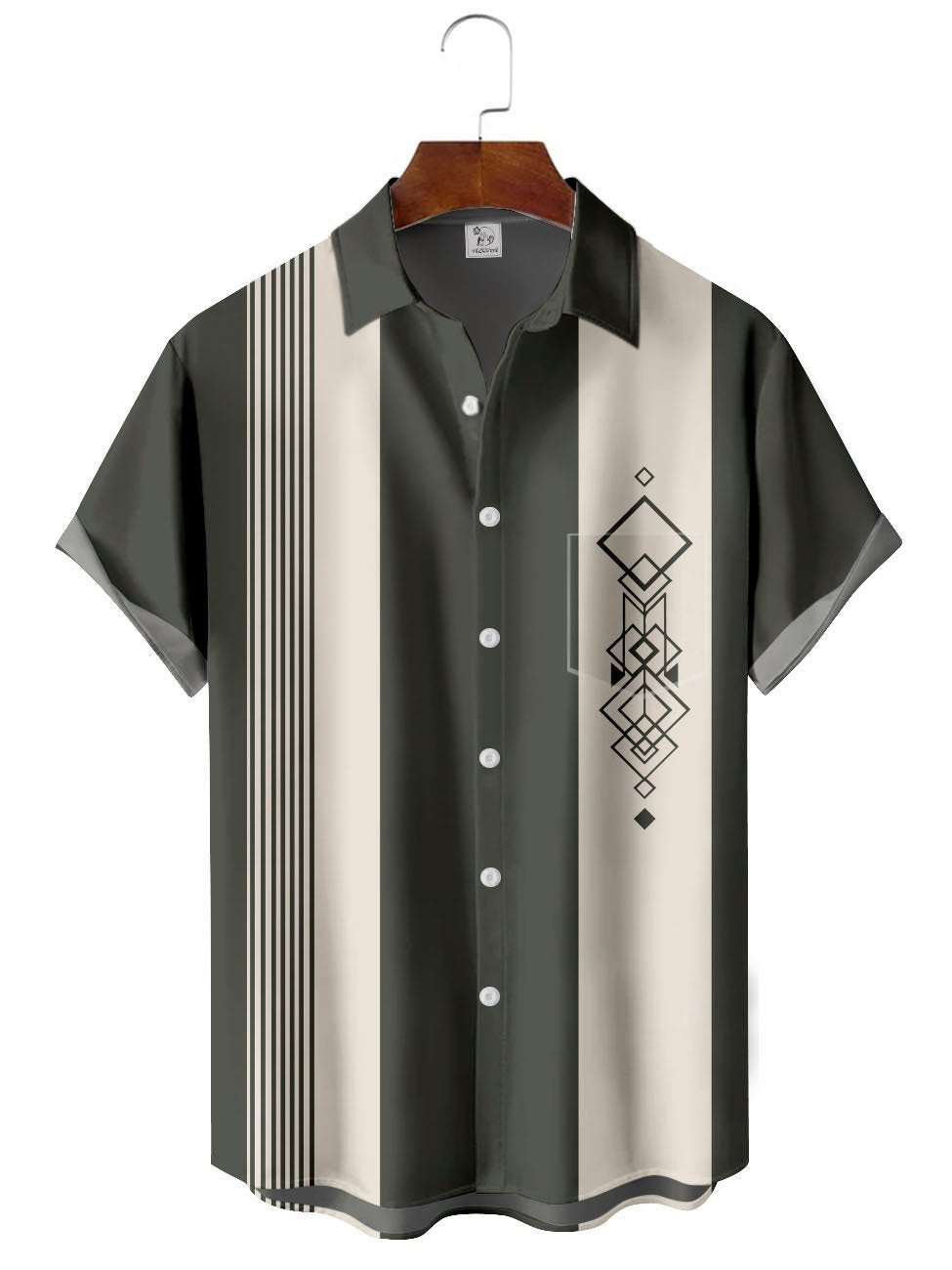 Men's 50's Vintage Geometry Bowling Hawaiian Shirt BGR2765239 - Boogor