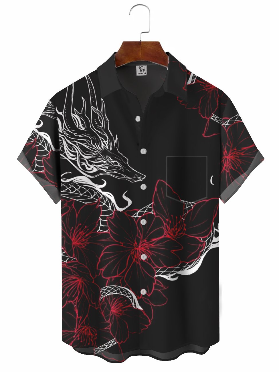 Men's Abstract Eastern Dragon Illustration Casual Hawaiian Shirt BGR2765163 - Boogor