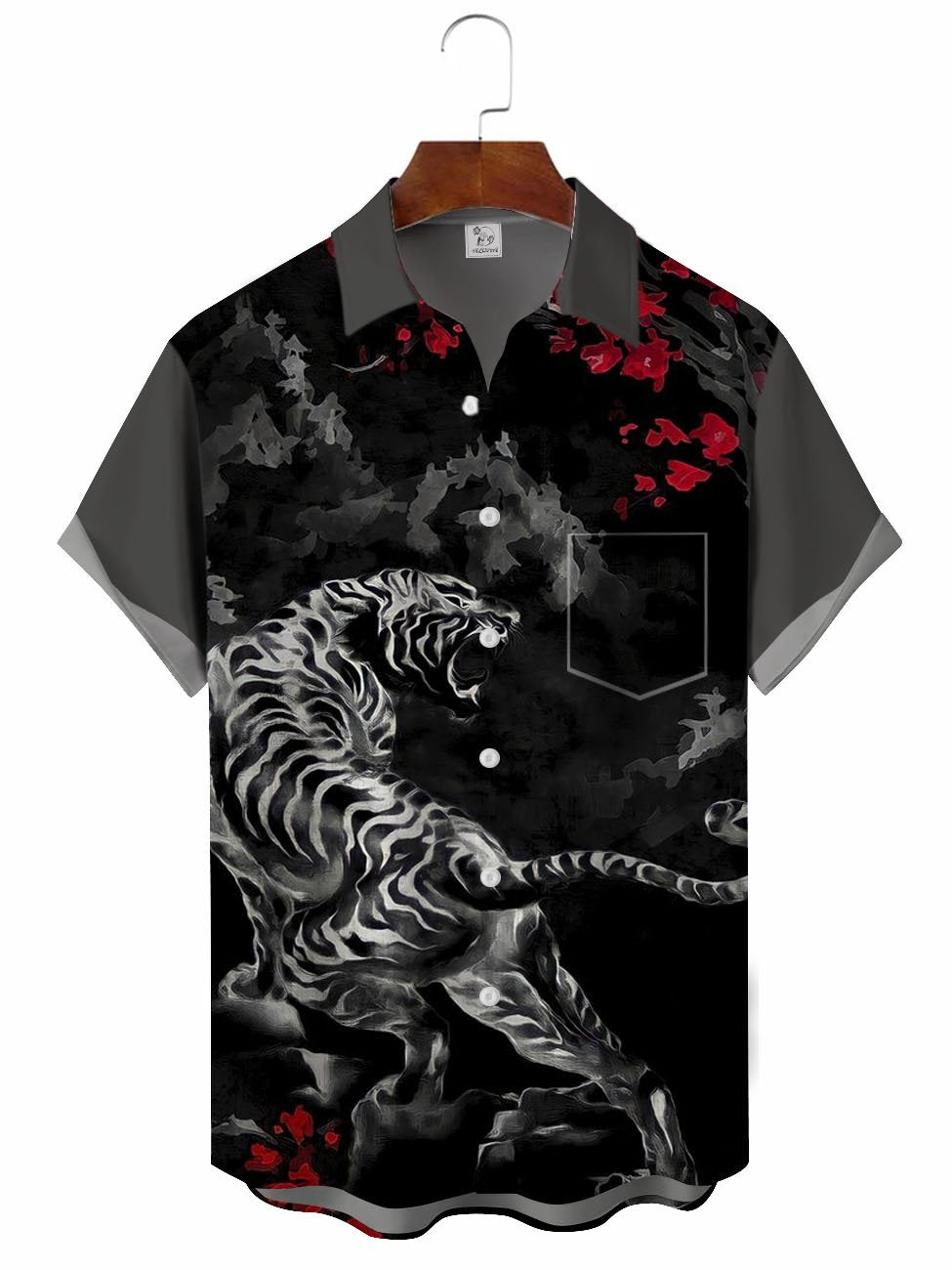 Men's Artistic Tie Dye Tiger Hawaiian Shirt BGR2765237 - Boogor