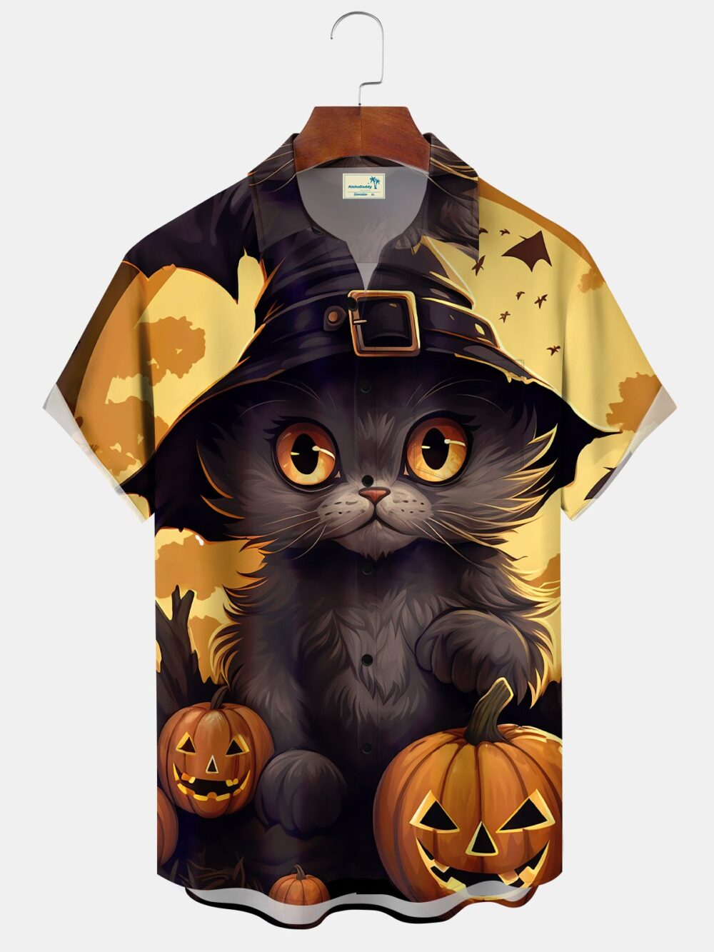 Mens Beach Vacation Vintage Holiday Halloween Cat Hawaiian Shirt BGR2765087 - Boogor