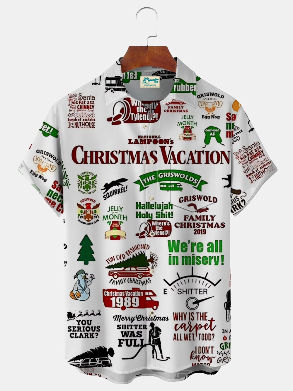 Men's Christmas Vacation Hawaiian Shirt Vintage Griswold Xmas Holiday BGR2765376 - Boogor