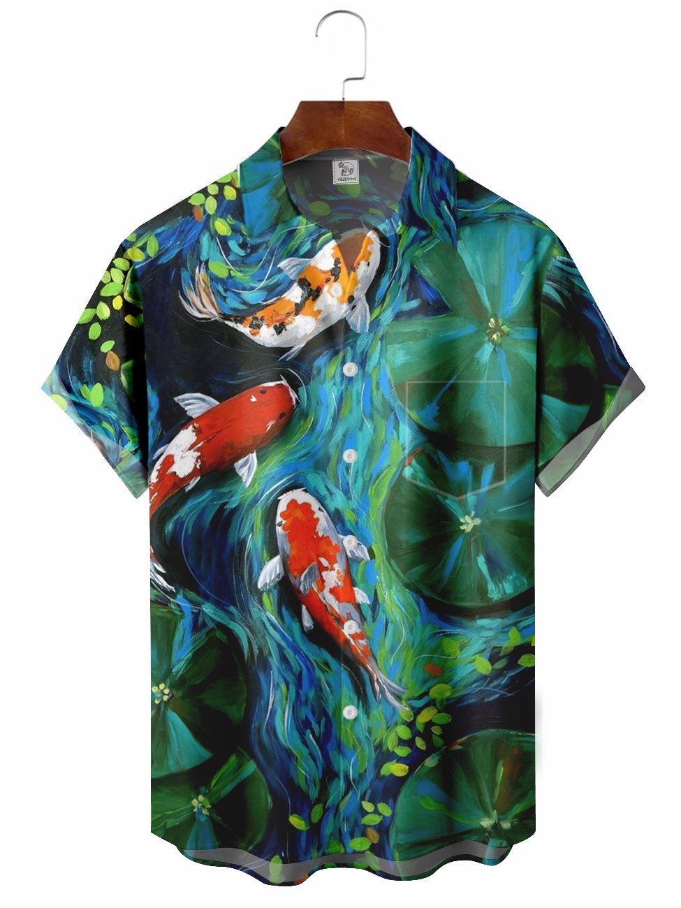 Men's Fish Illustration Casual Hawaiian Shirt BGR2765335 - Boogor