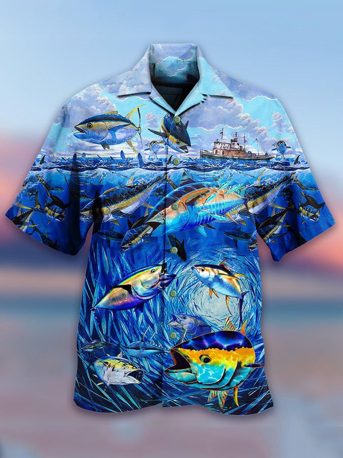 Mens Fishing Love Fish Love Ocean Limited Edition Hawaiian Shirt BGR2765316 - Boogor