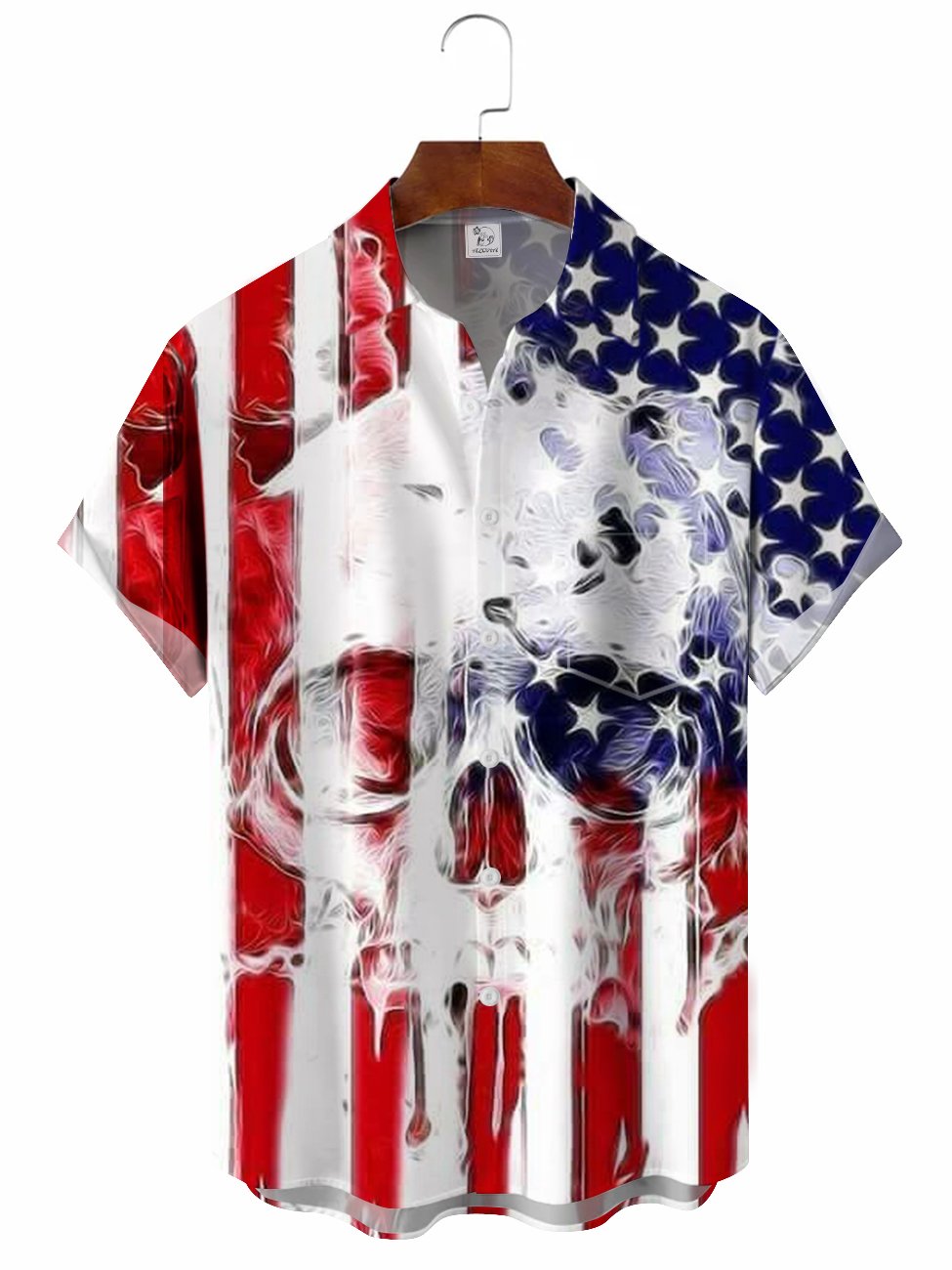 Men's Flag Skull Vintage Hawaiian Shirt BGR2765353 - Boogor