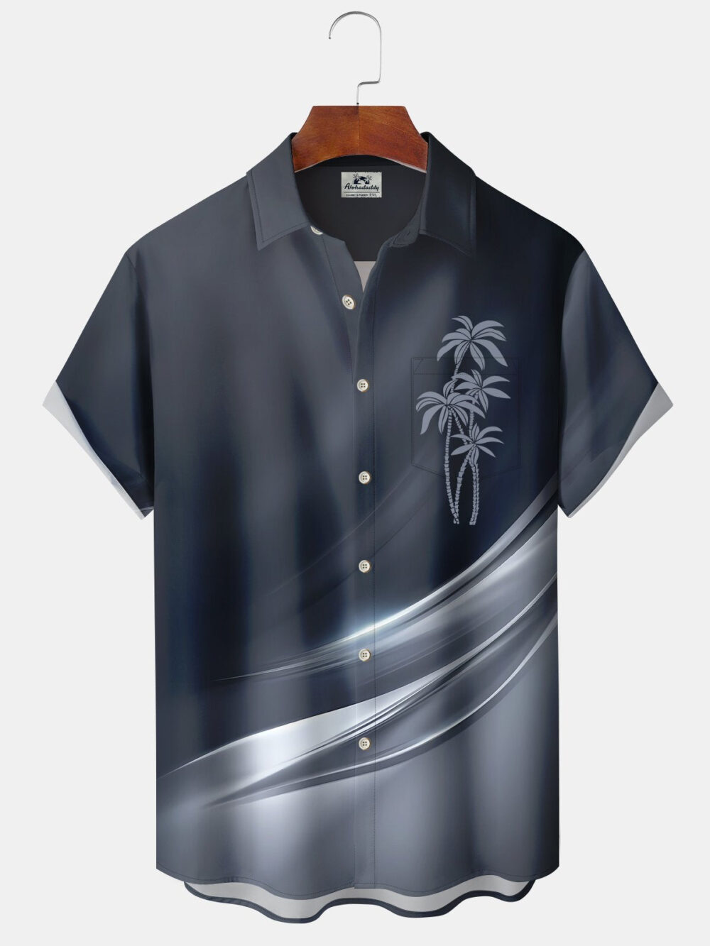 Men's Geometric Gradient 3D Line Holiday Palm Tree Hawaiian Shirt BGR2765328 - Boogor