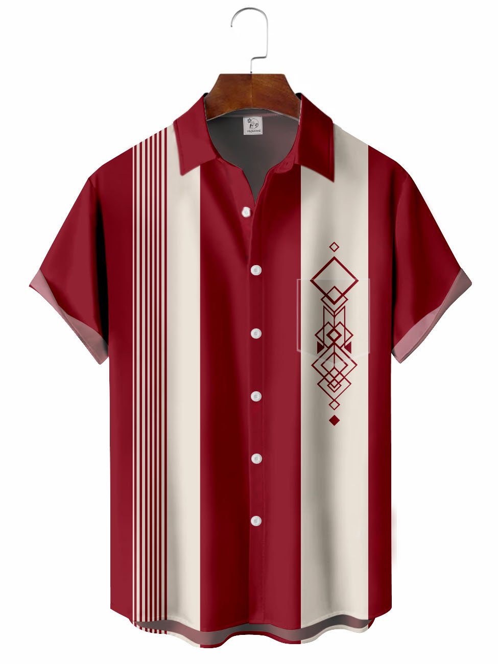 Men's Geometric Pattern Retro 50's Bowling Hawaiian Shirt BGR2765166 - Boogor