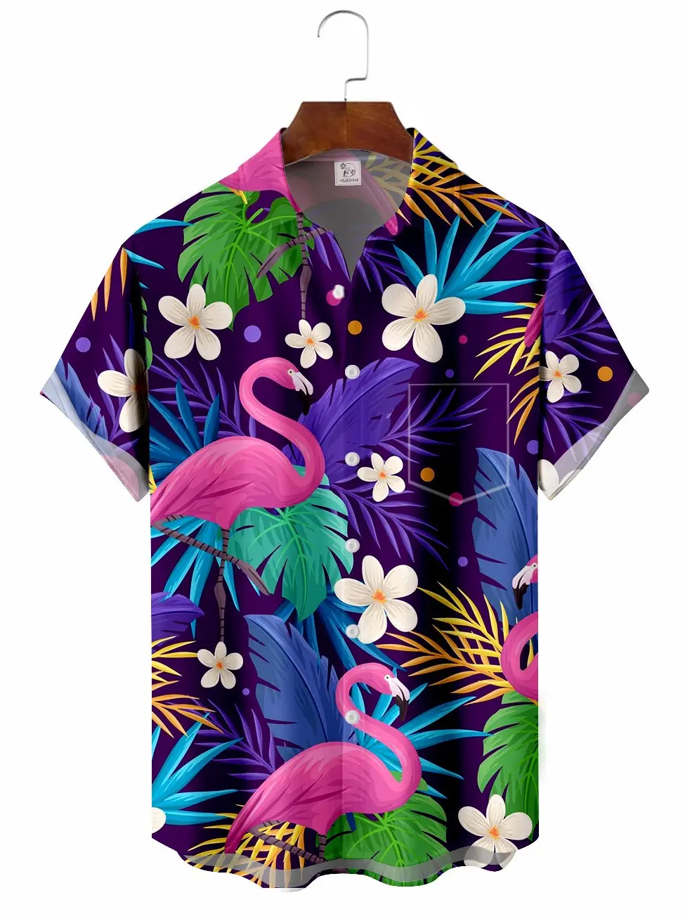 Men's Hawaiian Floral Flamingo Hawaiian Shirt BGR2765238 - Boogor