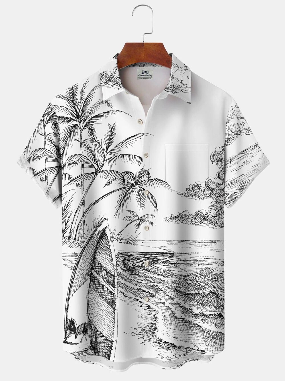 Men's Hawaiian Handpainted Coconut Tree Beach Landscape Hawaiian Shirt BGR2765333 - Boogor