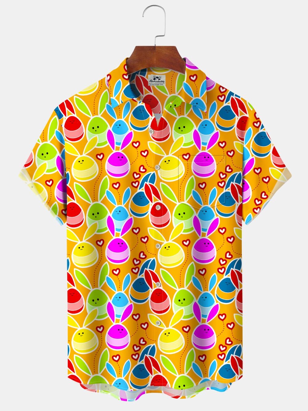 Men's Holiday Cartoon Easter Bunny Hawaiian Shirt BGR2765218 - Boogor