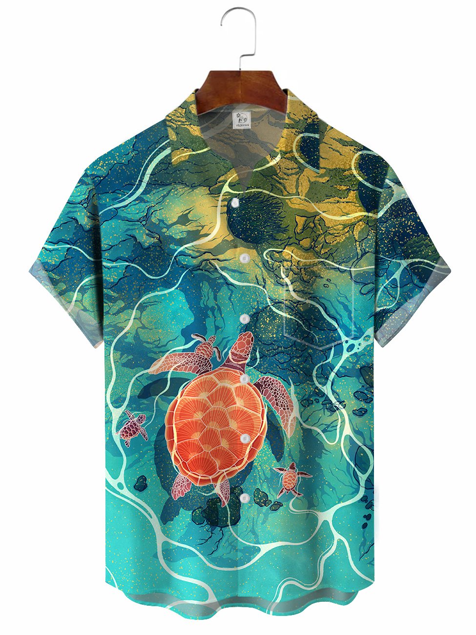 Men's Ocean Print Turtle Hawaiian Shirt BGR2765339 - Boogor
