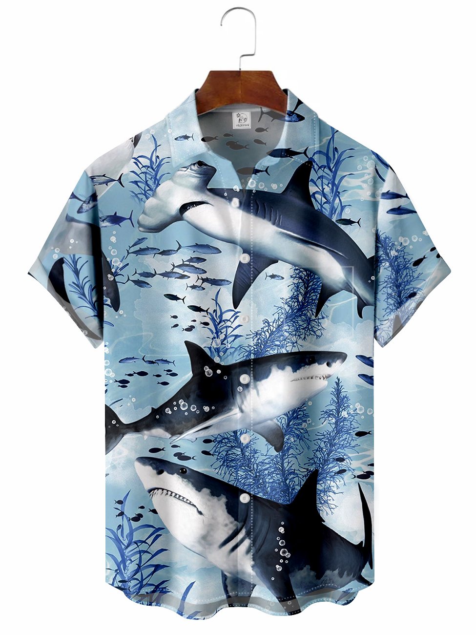 Men's Ocean Shark Hawaiian Shirt BGR2765317 - Boogor