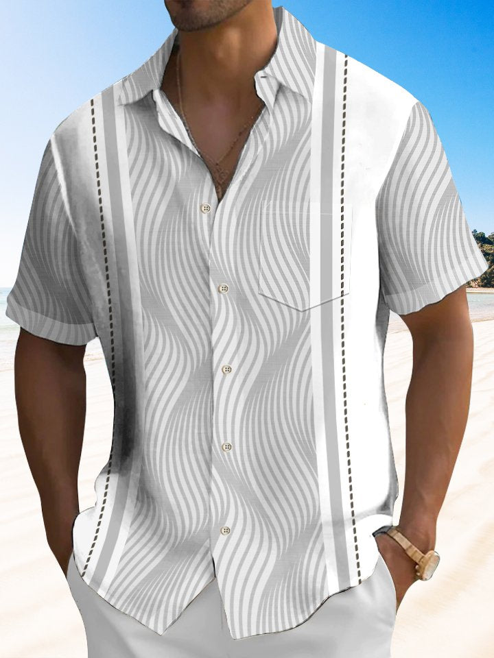 Men's Retro 3D Geometric Print Textured Bowling Hawaiian Shirt BGR2765377 - Boogor